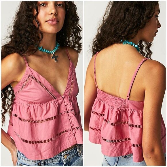 Free People Katrina Pink Tank - Picture 1 of 5
